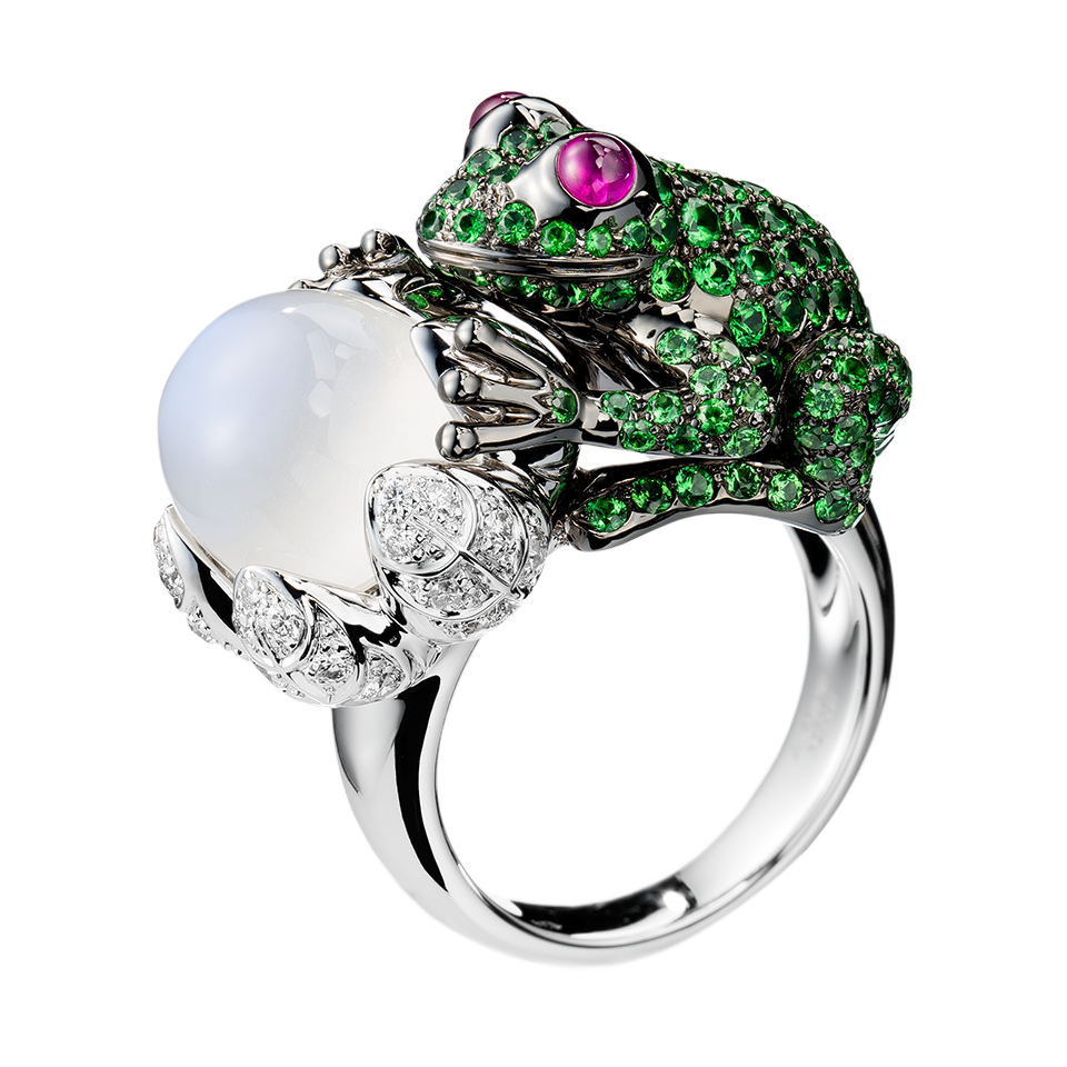 Кольцо с лягушкой, бриллианты, алмазы