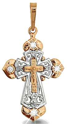 крестильный крестик золото с бриллиантами